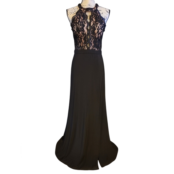 Morgan & Co Lace Halter Style Floor Length dress - Picture 3 of 10